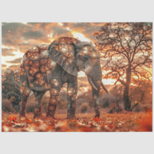 Papier Mousseline Découpage éléphant majestueux éclairage magnifique