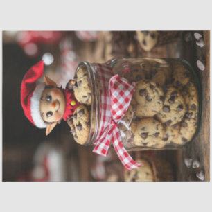 Papier Mousseline Découpage Elf au sommet d'un bocal à biscuits au c