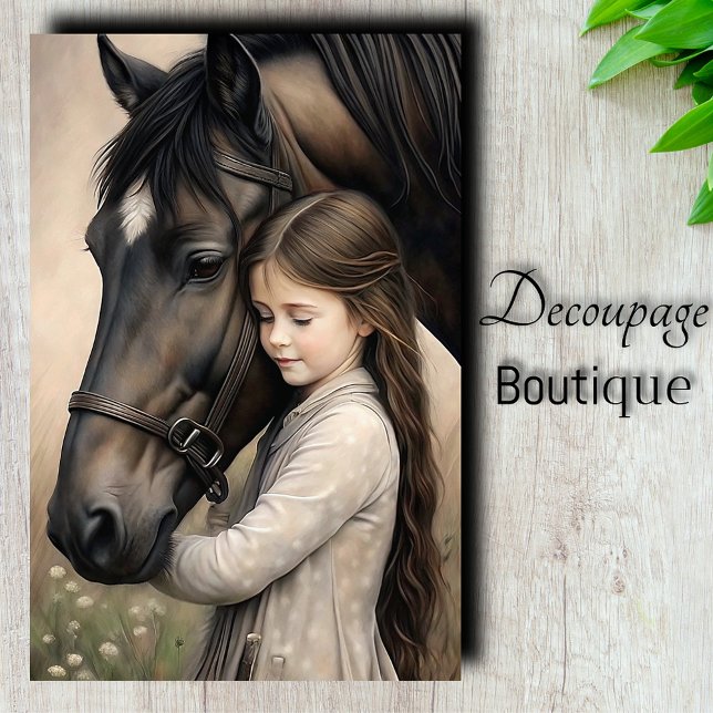 Papier Mousseline Découpage Embrasse Cheval (Horse Embrace Decoupage Tissue Paper)
