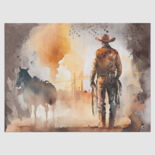 Papier Mousseline Découpage en aquarelle Western Cowboy