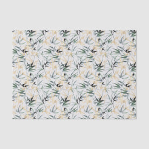 Papier Mousseline Découpage en bambou japonais Aquarelle vert or