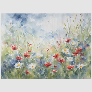 Papier Mousseline Découpage en bleu rouge Aquarelle