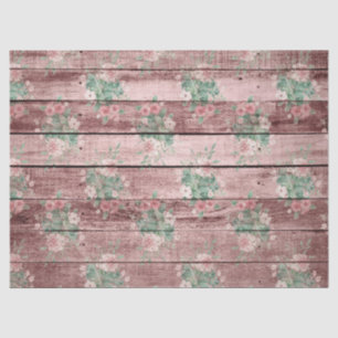 Papier Mousseline Découpage en bois rose rustique et fleurs