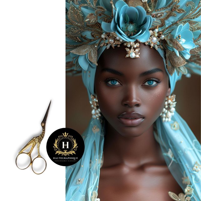 Papier Mousseline Découpage en tête florale bleu turquoise (Créateur téléchargé)