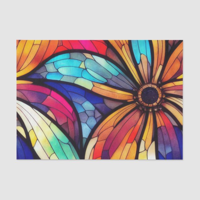 Papier Mousseline Découpage en verre à motif floral (Recto)