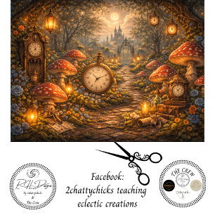 Papier Mousseline Decoupage Enchanted Mushroom Clock Garden