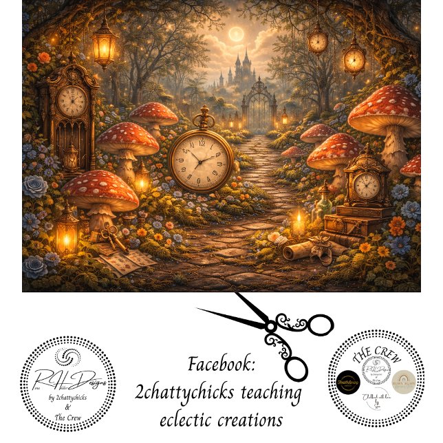 Papier Mousseline Decoupage Enchanted Mushroom Clock Garden (Créateur téléchargé)