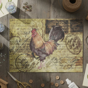 Papier Mousseline Découpage Ephemera Vintage Ferme au Coq