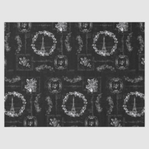 Papier Mousseline Découpage Ephémère noire Tour Eiffel vintage