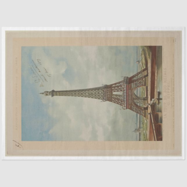 Papier Mousseline Découpage Ephémère Tour Eiffel vintage (Recto)