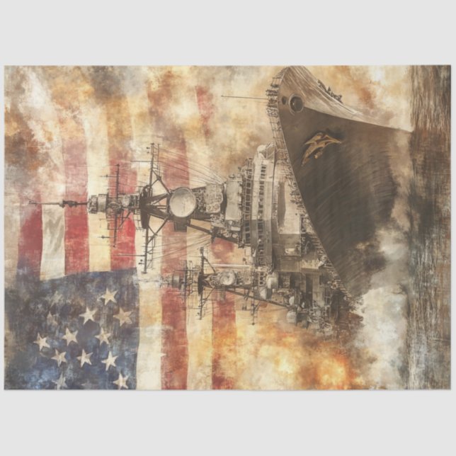 Papier Mousseline Découpage États-Unis La guerre en mer (Recto)