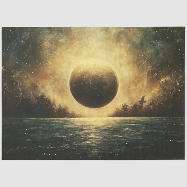 Papier Mousseline Découpage Ethérée Cosmique Eclipse (Recto)