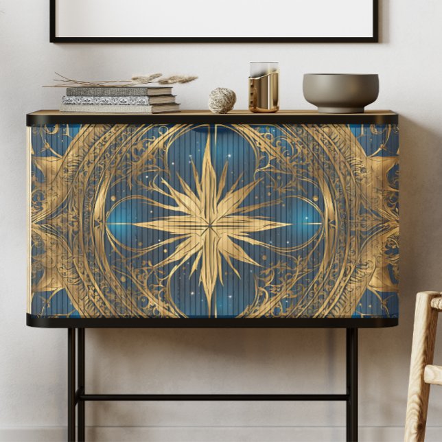 Papier Mousseline Découpage étoile bleu et or celtique (Créateur téléchargé)