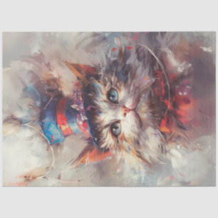 Papier Mousseline Découpage Étoiles et bandes Whiskers Cat USA