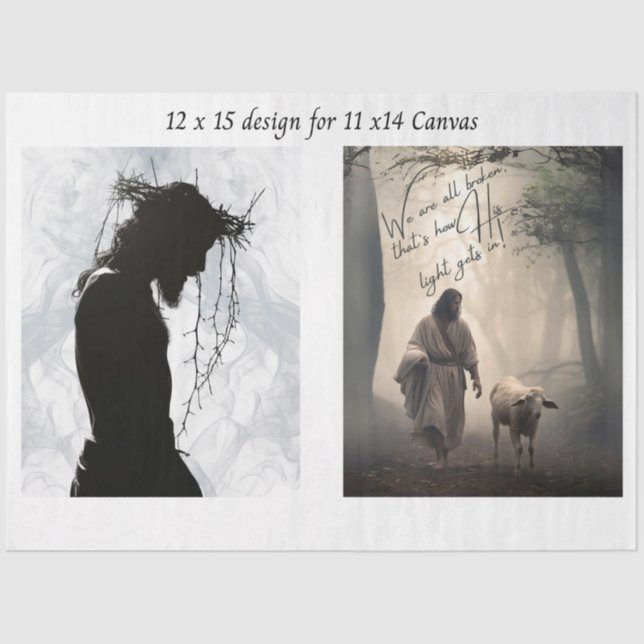 Papier Mousseline Decoupage Faith Based Jesus 11x14 Canvas (Recto)