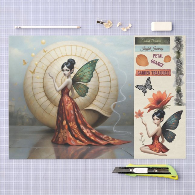 Papier Mousseline Decoupage Fantaisiste Fée Fleur (Artisanat)