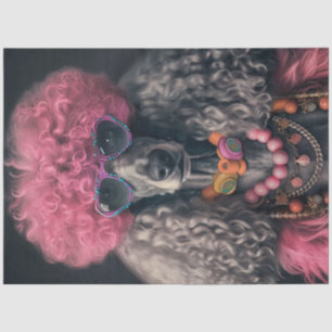 Papier Mousseline Découpage Fantaisiste Vibrant Colore Poodle Standa