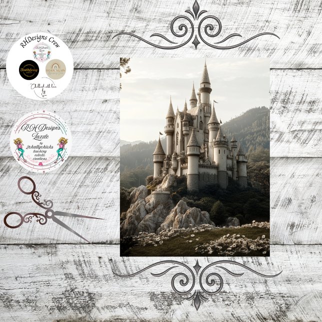 Papier Mousseline Decoupage Fantasy Castle Ireland Mountains  (Créateur téléchargé)