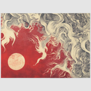 Papier Mousseline Découpage Faux Japonais Sun & Red White Swils