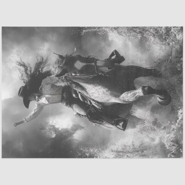 Papier Mousseline Découpage Femme À Cheval À Cheval Coureur (Recto)