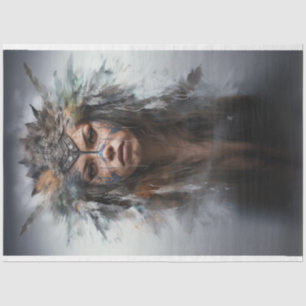 Papier Mousseline Découpage Femme amérindienne Dakota Sioux