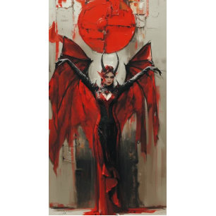 Papier Mousseline Découpage femme gothique en rouge