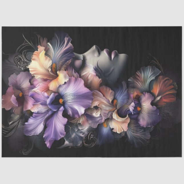 Papier Mousseline Découpage Femme Obsession Florale Pétales Délicats (Recto)