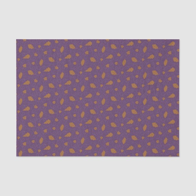 Papier Mousseline Découpage Feuilles de violet et d'or (Recto)