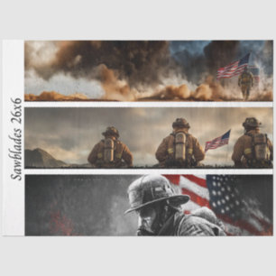 Papier Mousseline Decoupage Fiers Pompiers Drapeau Américain 