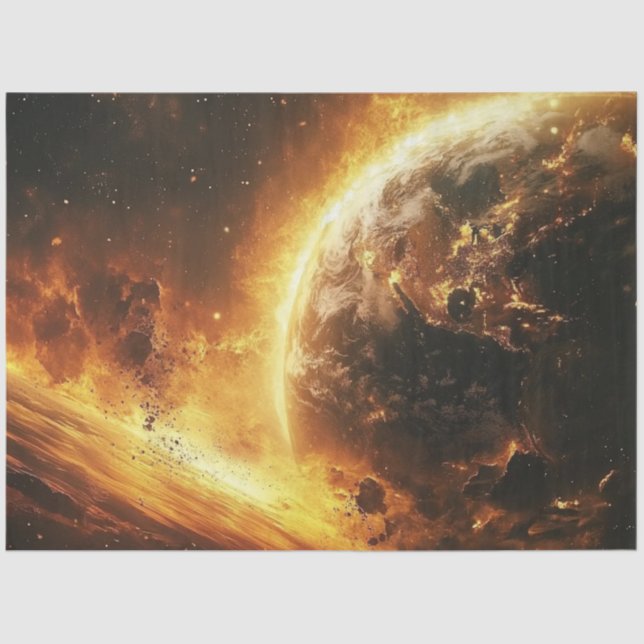 Papier Mousseline Decoupage Fiery Flames Chaotic Earth  (Recto)