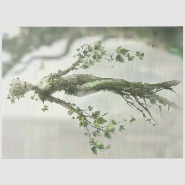 Papier Mousseline Découpage Figure de femme terrestre avec arbre (Recto)