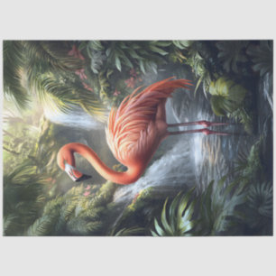 Papier Mousseline Découpage Flamant rose et cascade de la Jungle