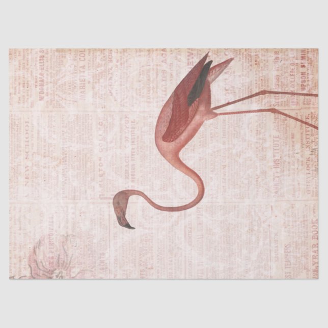 Papier Mousseline Découpage Flamant rose rose Vintage (Recto)