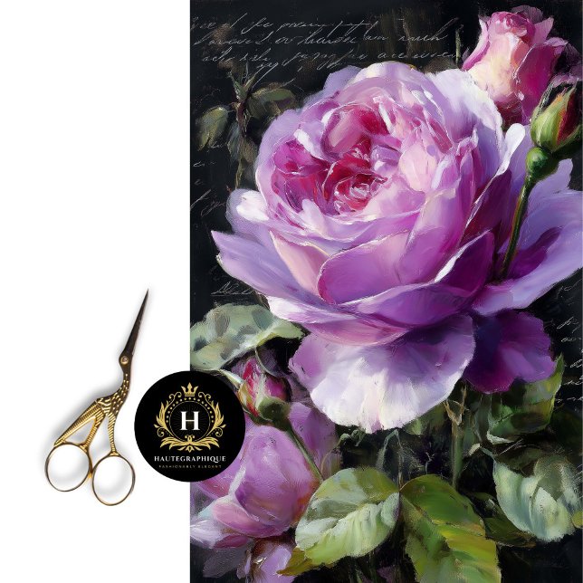 Papier Mousseline Decoupage Fleur de Rose Lavande (Line Bookshelves with Lush Floral Charm.)