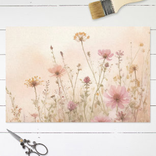 Papier Mousseline Découpage Fleur sauvage couleur Aquarelle bleu ros