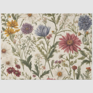 Papier Mousseline Découpage Fleur sauvage rose vintage