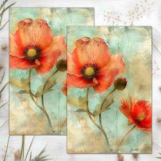 PAPIER MOUSSELINE DECOUPAGE FLEURI EN DETRESSE GRUNGE