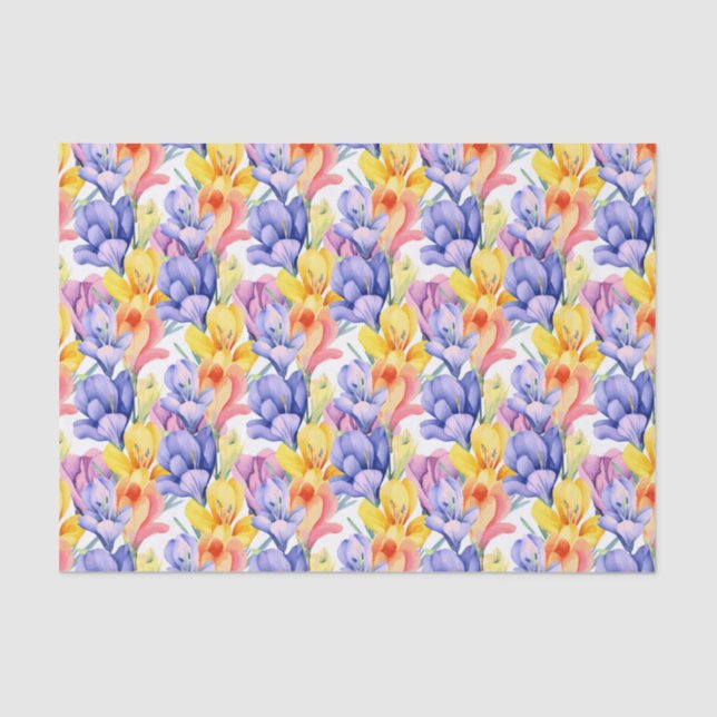 Papier Mousseline Découpage Fleurs Crocus Floral Anniversaire (Recto)
