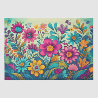 Papier Mousseline Découpage - Fleurs d'art folklorique - Papier Tiss