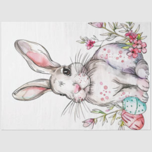 Papier Mousseline Découpage Fleurs de lapin de Pâques blanches