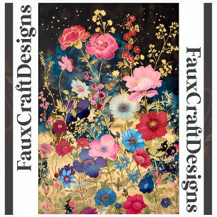 Papier Mousseline Découpage Fleurs d'Imaginaire Floral Gold Noir R 1