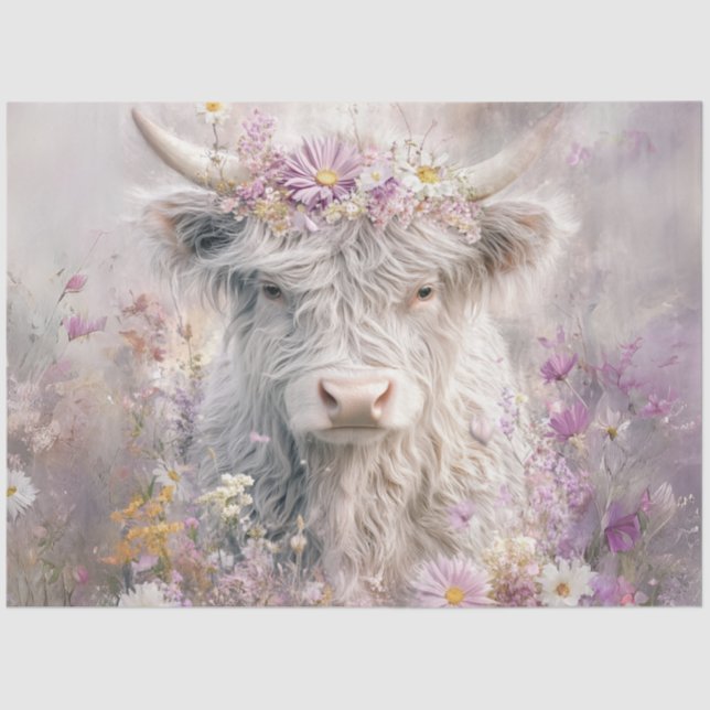 Papier Mousseline Découpage Fleurs Lilac Roses Whimsical Highland (Recto)