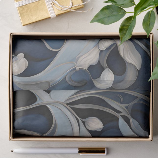Papier Mousseline Découpage floral bleu moderne  (Créateur téléchargé)
