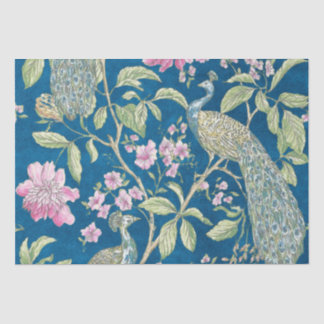 Papier Mousseline Découpage floral de la Chinoiserie bleue