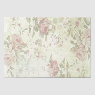 Papier Mousseline Découpage floral de rose rose vintage antique
