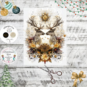 Papier Mousseline Découpage Floral Deer Antler Art