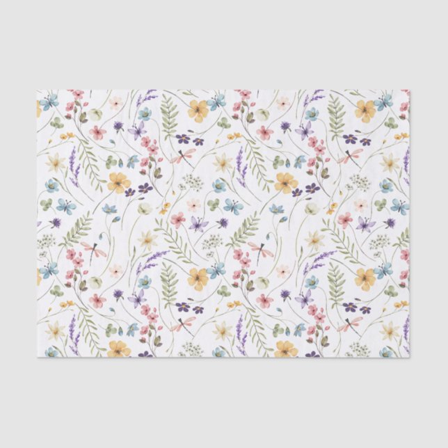 Papier Mousseline Découpage Floral fleur sauvage (Recto)