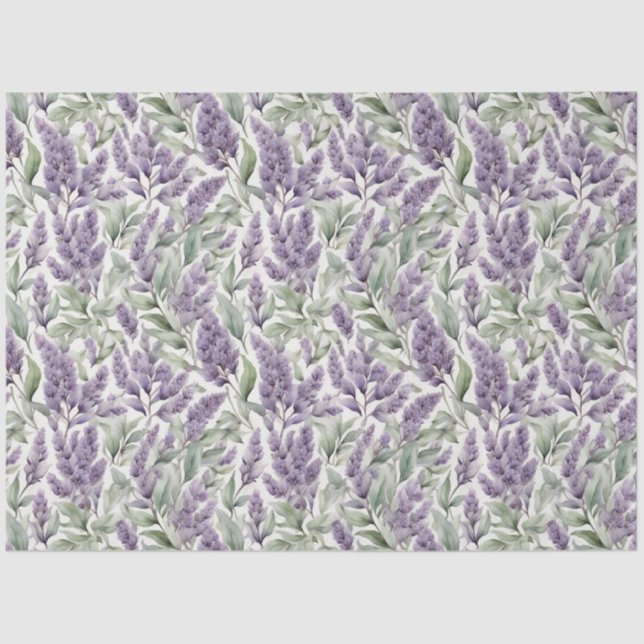 Papier Mousseline Découpage floral Lilac et Sage (Recto)
