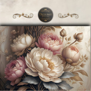 Papier Mousseline Découpage Floral Pivoine Rose Tendre