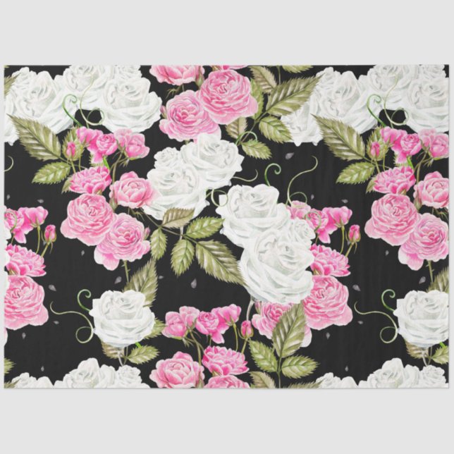 Papier Mousseline Découpage floral rose Aquarelle pivoine (Recto)